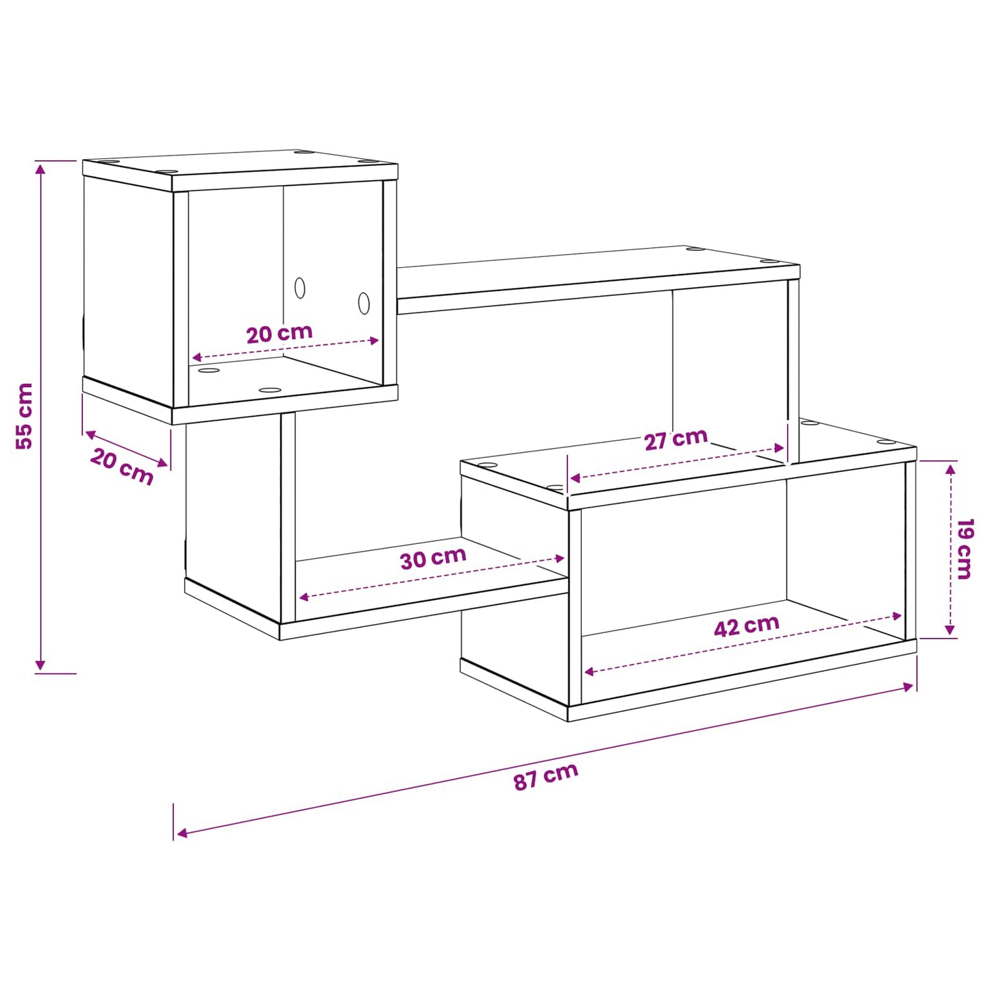 vidaXL Πλωτό ράφι Επιτοίχιο Λευκό 87 x 20 x 55 εκ Επεξεργασμένο Ξύλο