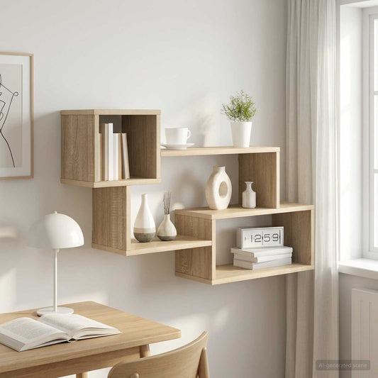 vidaXL Πλωτό ράφι Επιτοίχιο Sonoma Δρυς 87 x 20 x 55 εκ