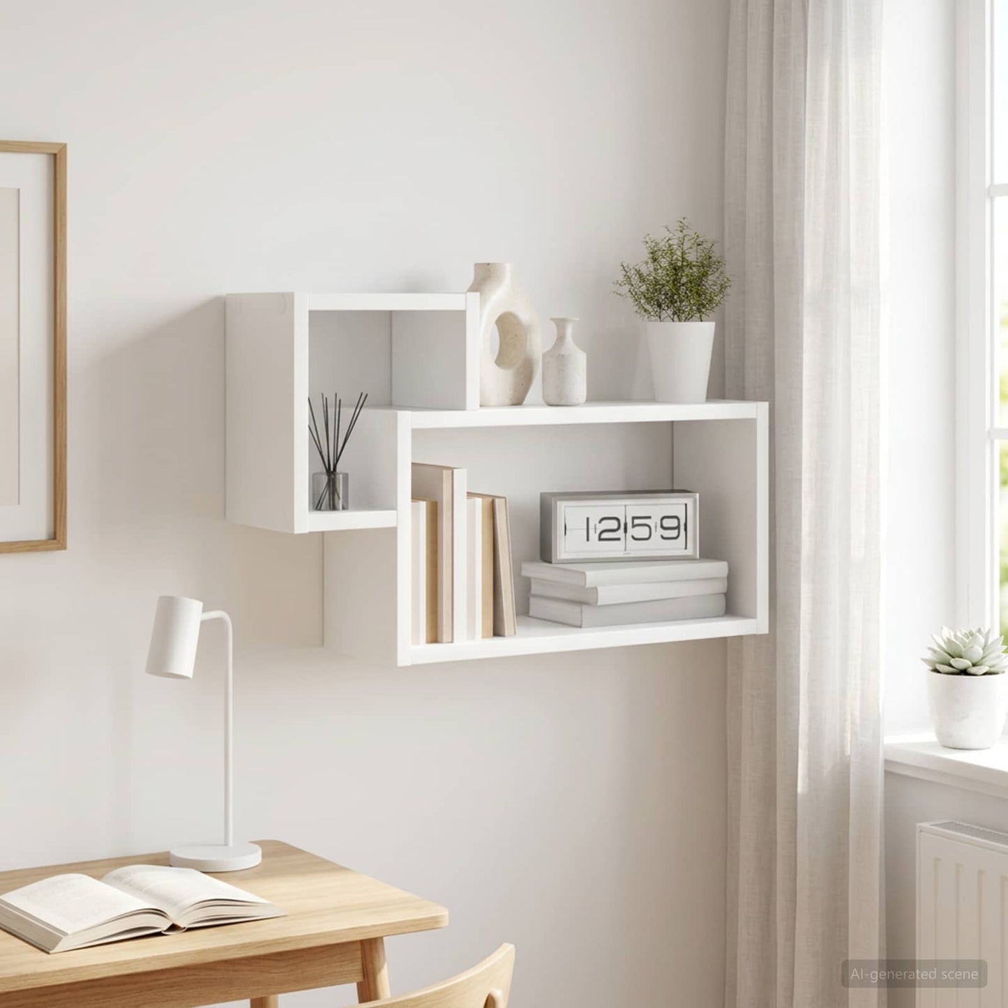 vidaXL Ράφι Τοίχου Επιτοίχιο Λευκό 55 x 15 x 35 εκ. Επεξεργασμένο Ξύλο