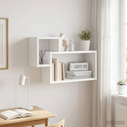 vidaXL Ράφι Τοίχου Επιτοίχιο Λευκό 55 x 15 x 35 εκ. Επεξεργασμένο Ξύλο
