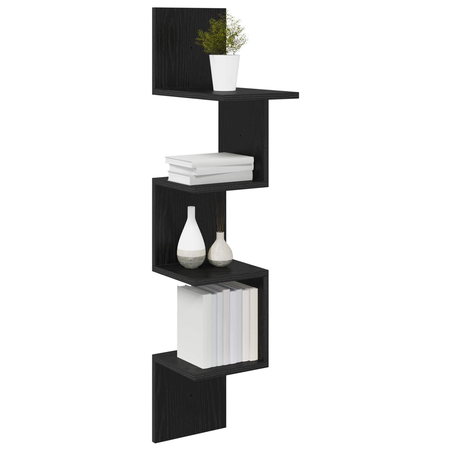 vidaXL Ράφι Τοίχου Επιτοίχιο Μαύρη Δρυς 32 x 21 x 107 cm