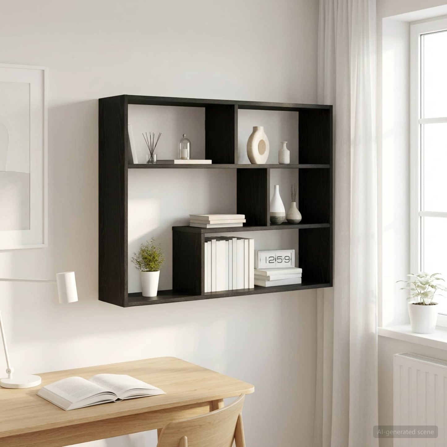 vidaXL Ράφι Τοίχου Επιτοίχιο Μαύρη Δρυς 95 x 20 x 69,5 εκ.