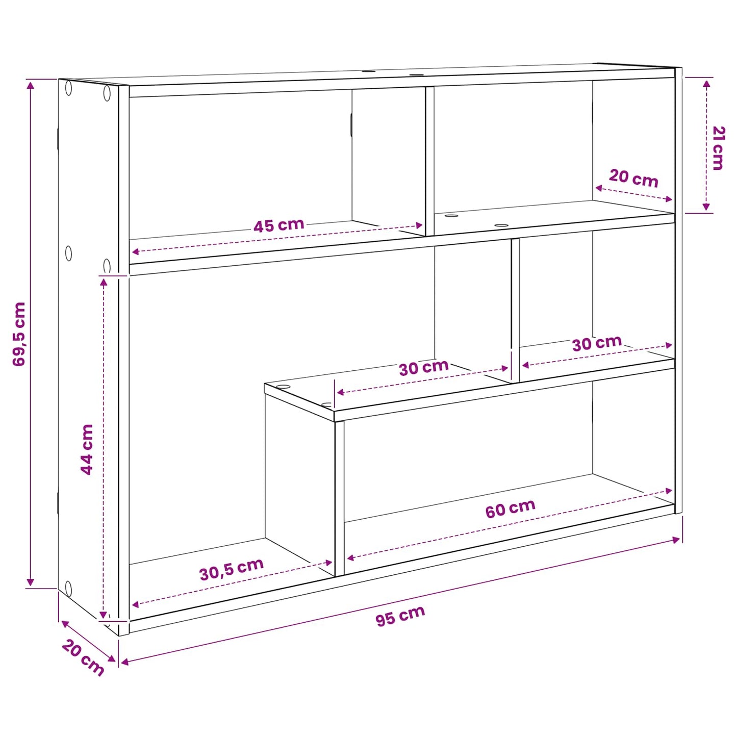 vidaXL Ράφι Τοίχου Επιτοίχιο Παλαιωμένο ξύλο 95 x 20 x 69,5 εκ.