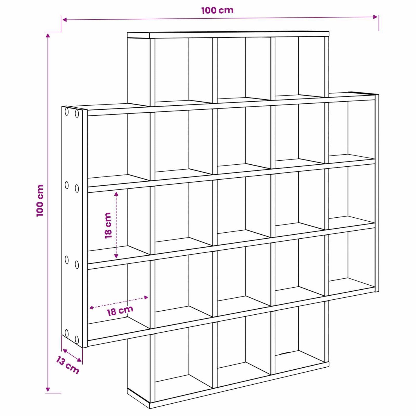 vidaXL Ράφι Τοίχου Γκρι Σκυροδέματος 100 x 13 x 100 εκ