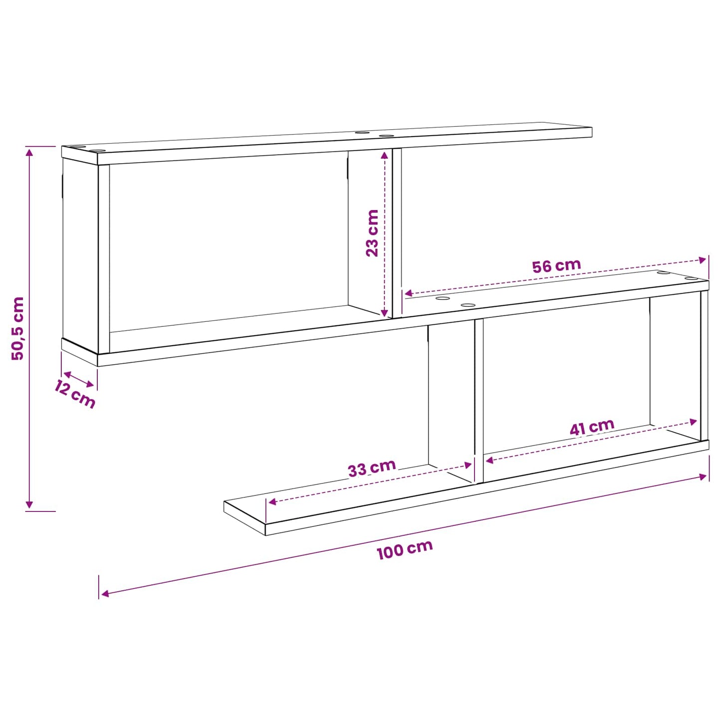 vidaXL Ράφι Τοίχου Γκρι Σκυροδέματος 100 x 12 x 50,5 εκ