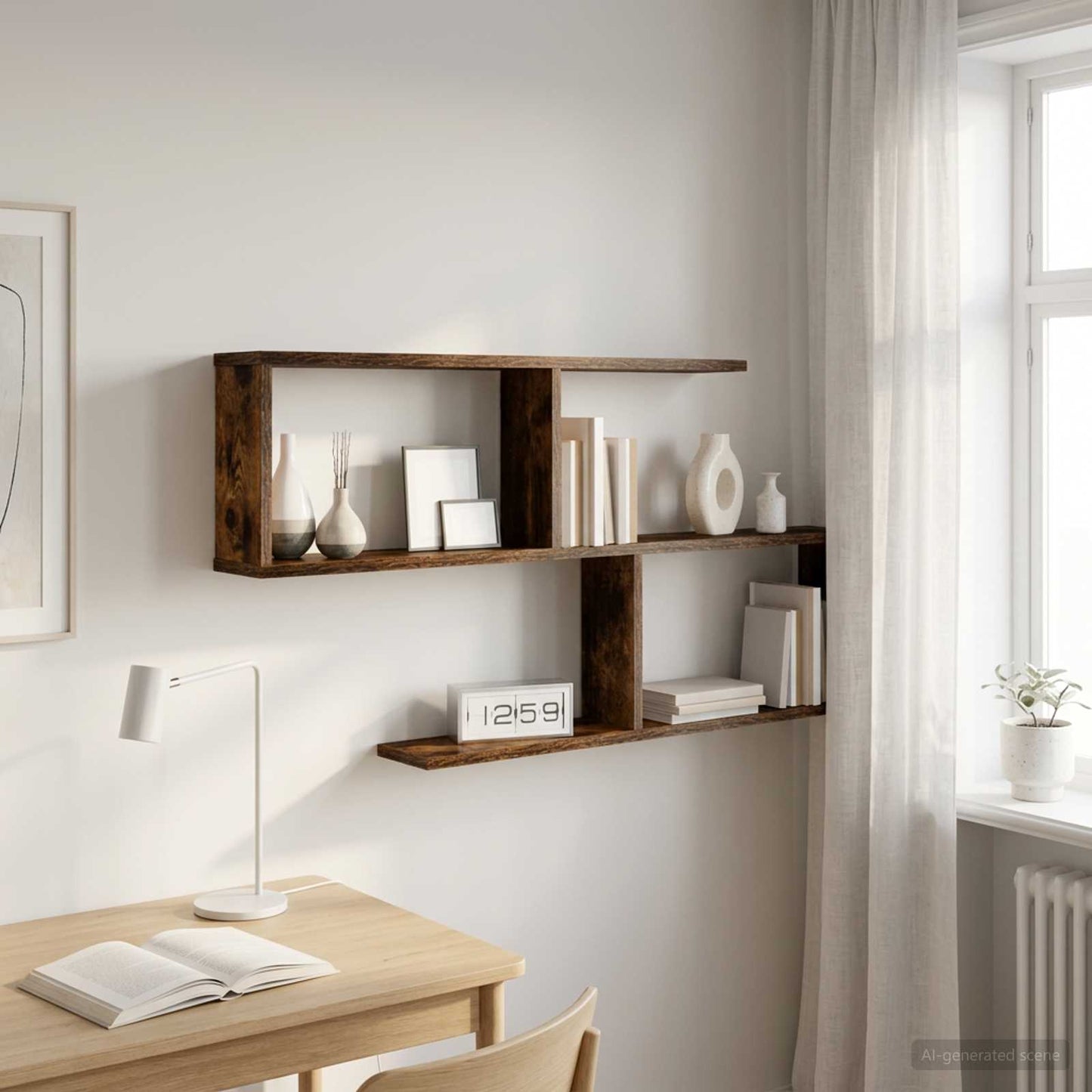 vidaXL Ράφι Τοίχου Καπνισμένο Ξύλο Δρυός 100 x 12 x 50,5 εκ