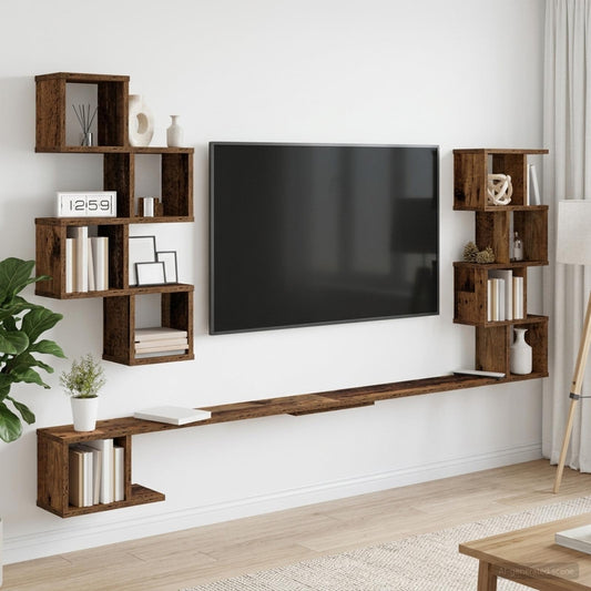 vidaXL Ράφι Τηλεόρασης Τοίχου Παλαιωμένο ξύλο 180 x 15 x 94 εκ