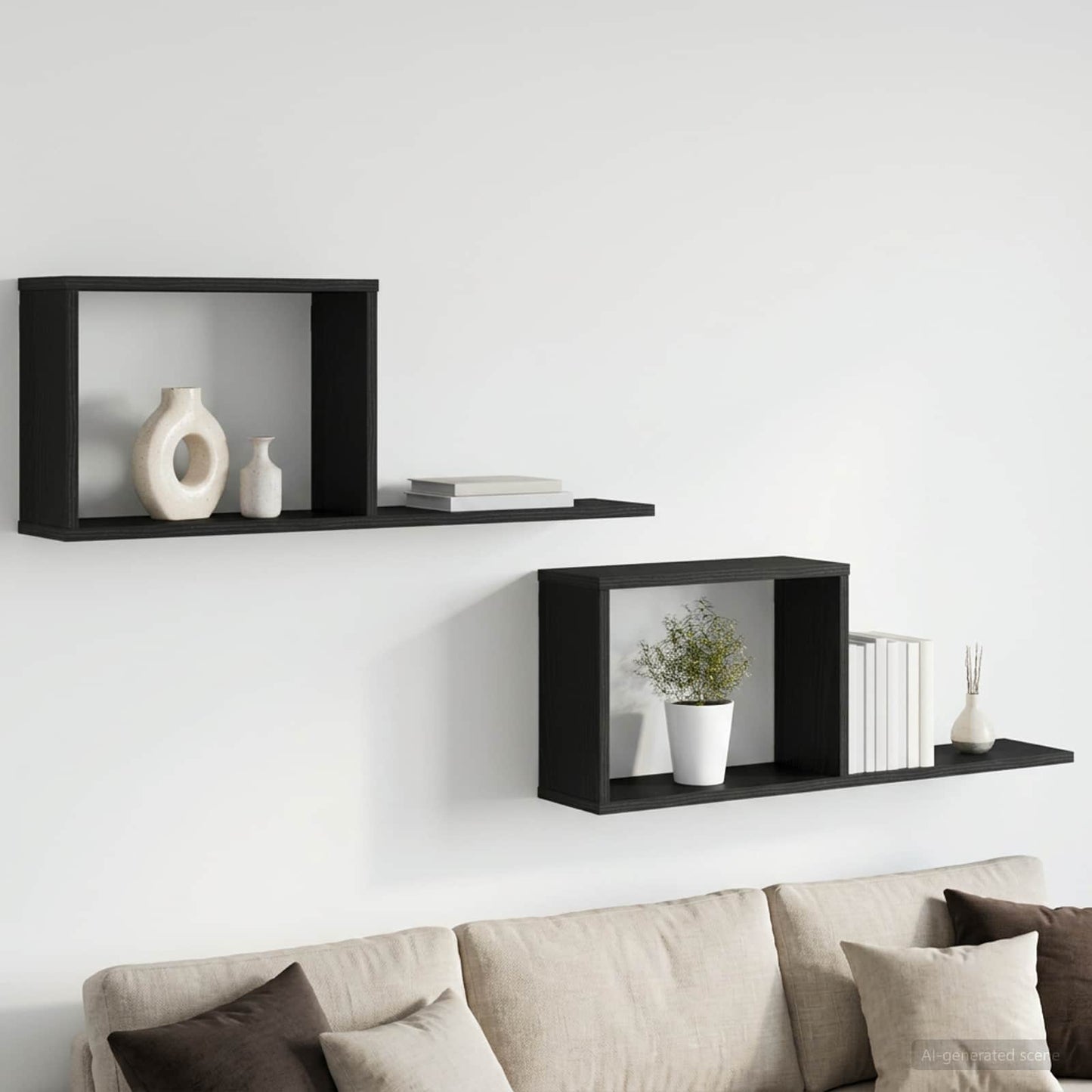 vidaXL Κρεμαστά ράφια 2 pcs Μαύρη Δρυς 80 x 15 x 30 εκ