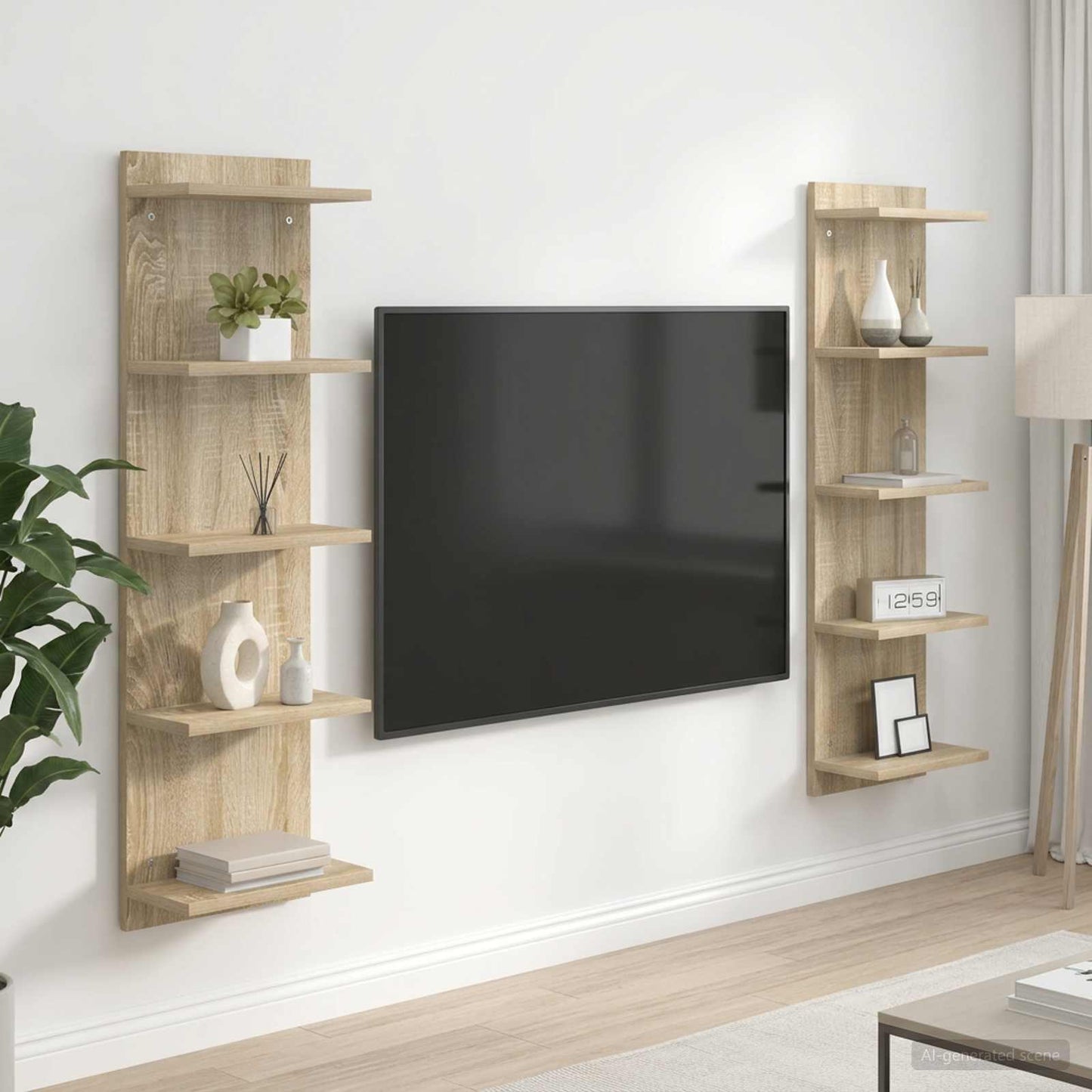vidaXL Ράφι Τοίχου 2 τμχ. Sonoma Δρυς 30 x 15 x 100 εκ