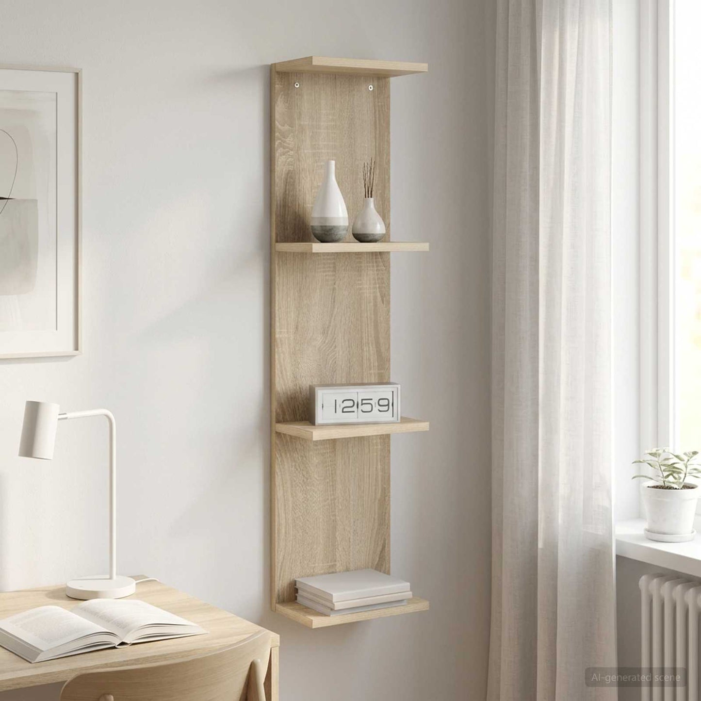vidaXL Ράφι Τοίχου Sonoma Δρυς 22 x 15 x 100 εκ Επεξεργασμένο Ξύλο