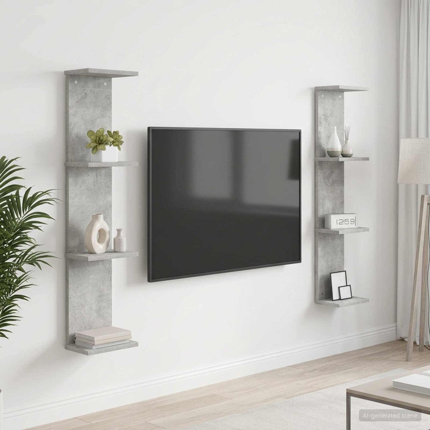 vidaXL Ράφι Τοίχου 2 τμχ. Γκρι Σκυροδέματος 22 x 15 x 100 εκ