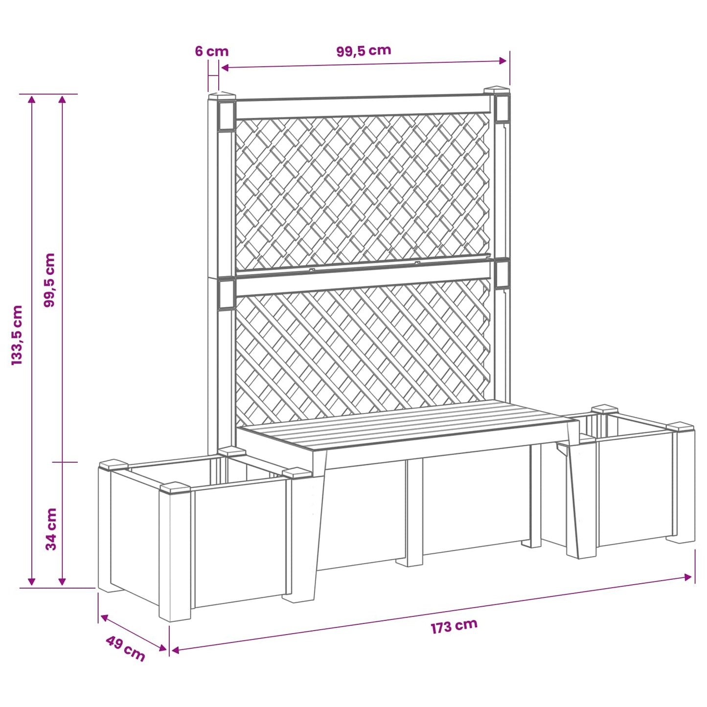 vidaXL Κήπος Πάγκος Κοπεγχάγη Λευκό 173 x 49 x 135,5 εκ. PP