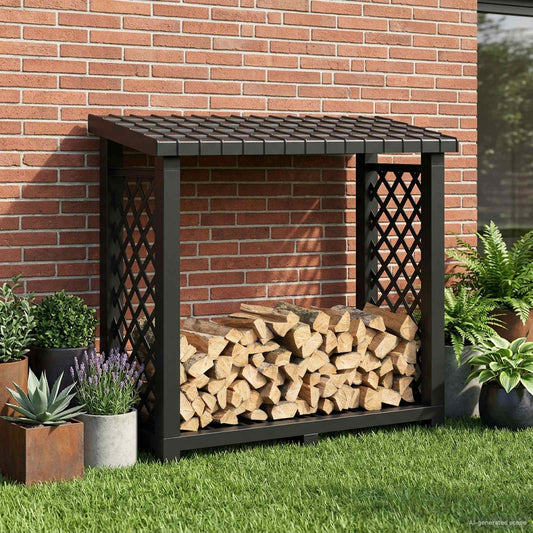 vidaXL Ράφι ξύλων 114 x 46 x 101 εκ. PP Ανθρακί