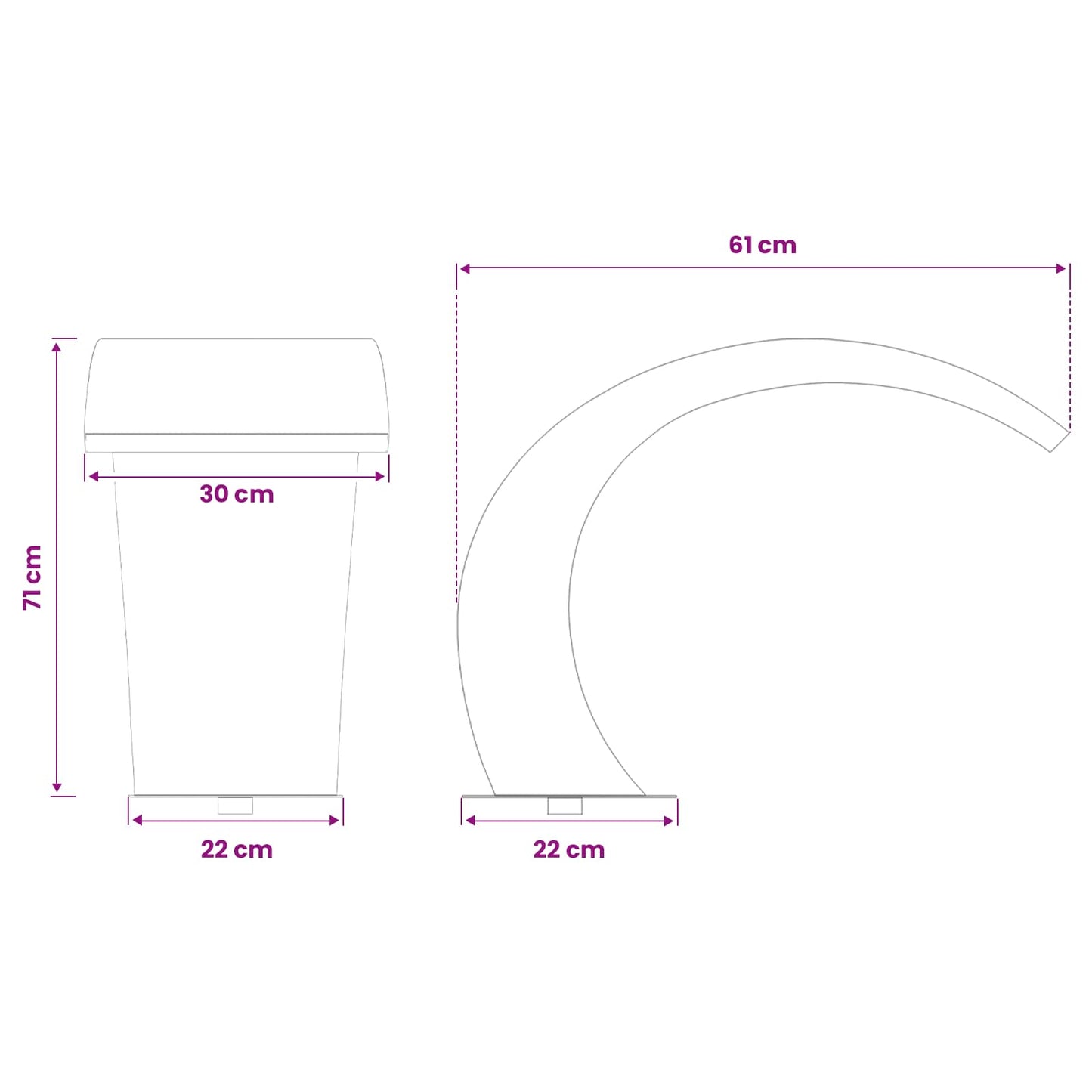 vidaXL Σιντριβάνι Πισίνας Ασημί 61 x 30 x 71 εκ Ανοξείδωτο Ατσάλι