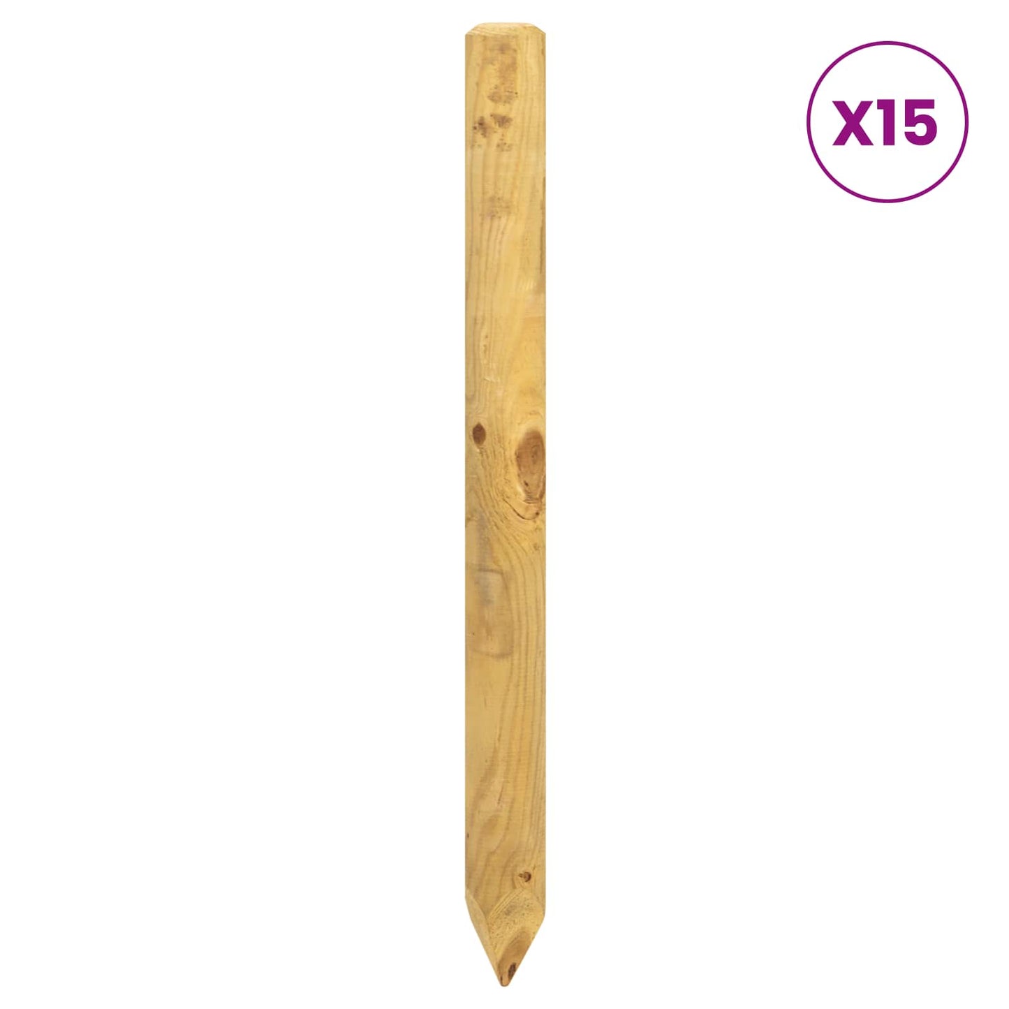 vidaXL Πό posts φράχτη 15 τεμ. Καφέ 60 cm Μασίφ Ξύλο Πεύκου