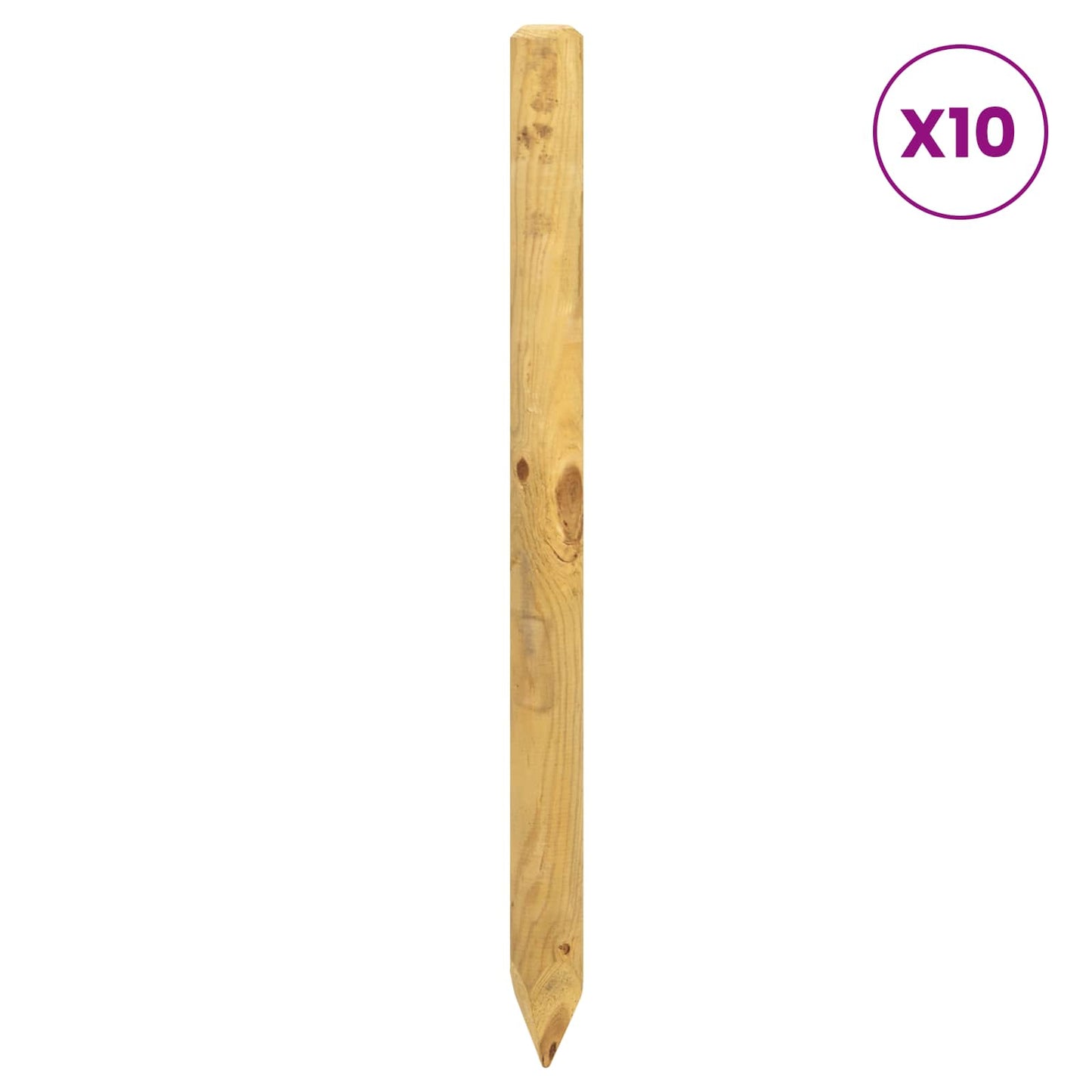 vidaXL Πό posts φράχτη 10 τεμ. Καφέ 120 cm Μασίφ Ξύλο Πεύκου