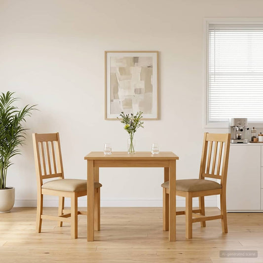 vidaXL Καρέκλα τραπεζαρίας VENLO 2 pcs Στερεό Ξύλο Δρυός Μπεζ