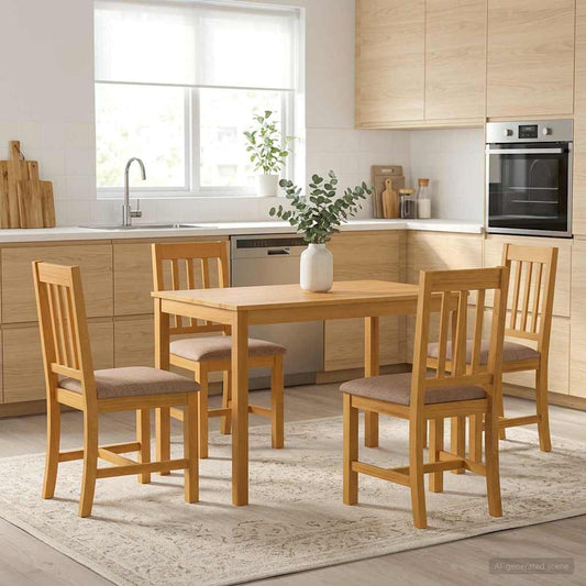 vidaXL Τραπεζαρία 110 x 75 x 75 εκ. Στερεό Ξύλο Δρυός Φυσικό