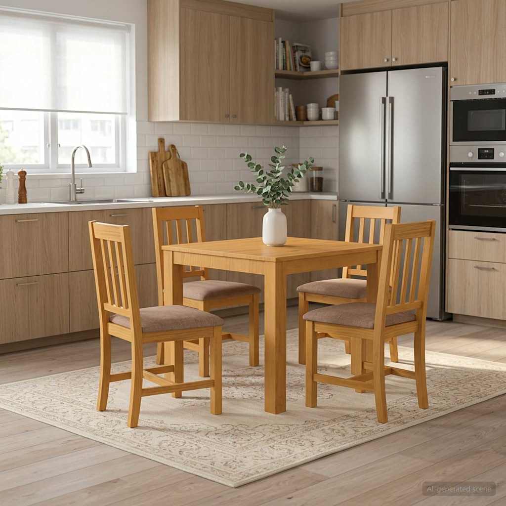 vidaXL Τραπεζαρία 90 x 90 x 75 cm Στερεό Ξύλο Δρυός Φυσικό τετράγωνο