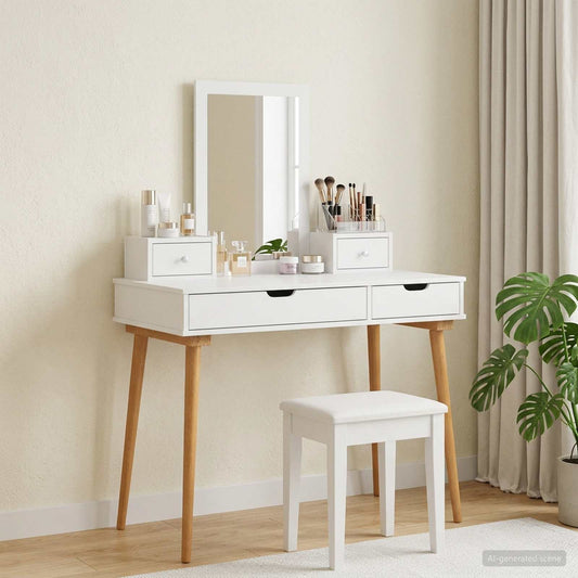 vidaXL Σετ Τραπεζιού Μακιγιάζ FAUSKE 4 pcs Λευκό 100 x 50 x 143 εκ