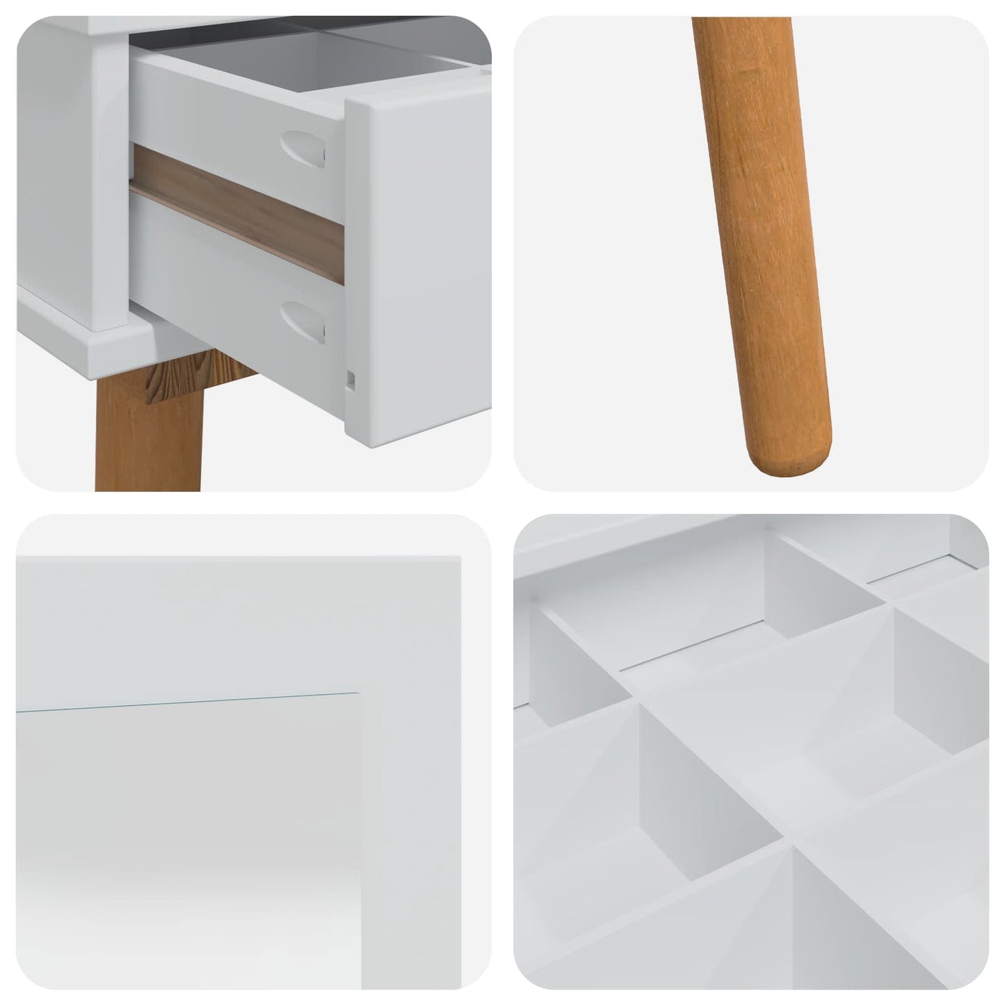vidaXL Σετ Τραπεζιού Μακιγιάζ FAUSKE 4 pcs Λευκό 76 x 50 x 143 εκ
