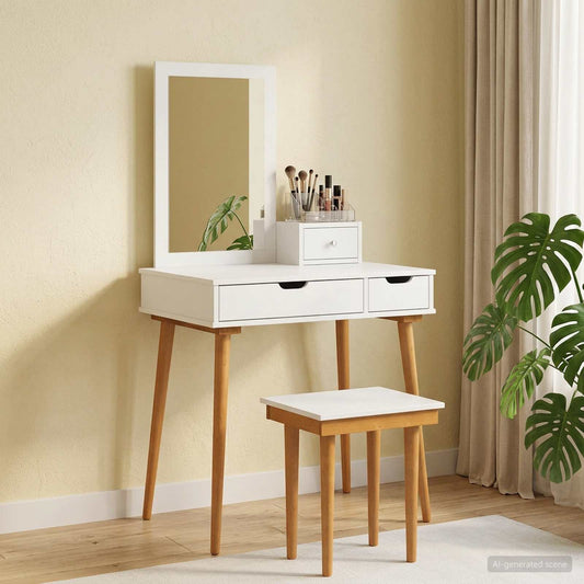 vidaXL Σετ Τραπεζιού Μακιγιάζ FAUSKE 4 pcs Λευκό 76 x 50 x 143 εκ