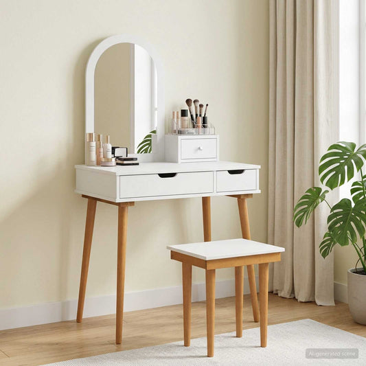 vidaXL Σετ Τραπεζιού Μακιγιάζ FAUSKE 4 pcs Λευκό 76 x 50 x 143 εκ