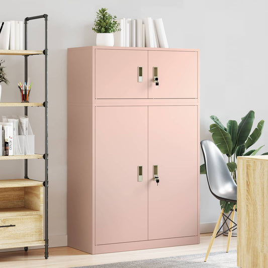 vidaXL Ντουλάπι αποθήκευσης 2 τμχ. Ροζ 90 x 40 x 145 cm Ατσάλι
