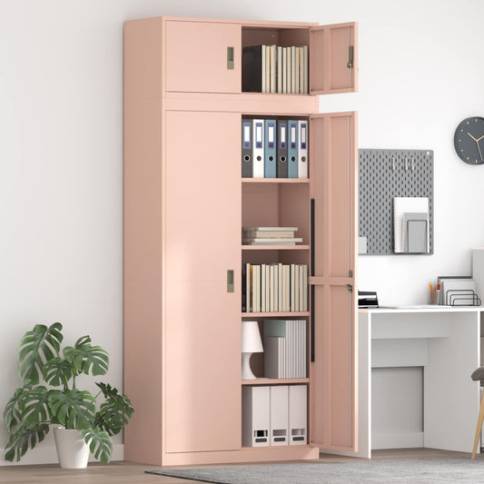 vidaXL Ντουλάπι αποθήκευσης 2 τμχ. Ροζ 90 x 40 x 220 cm Ατσάλι