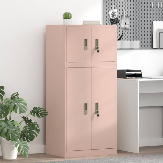 vidaXL Ντουλάπι αποθήκευσης 2 τμχ. Ροζ 60 x 40 x 130 εκ Ατσάλι