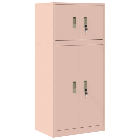vidaXL Ντουλάπι αποθήκευσης 2 τμχ. Ροζ 60 x 40 x 130 εκ Ατσάλι