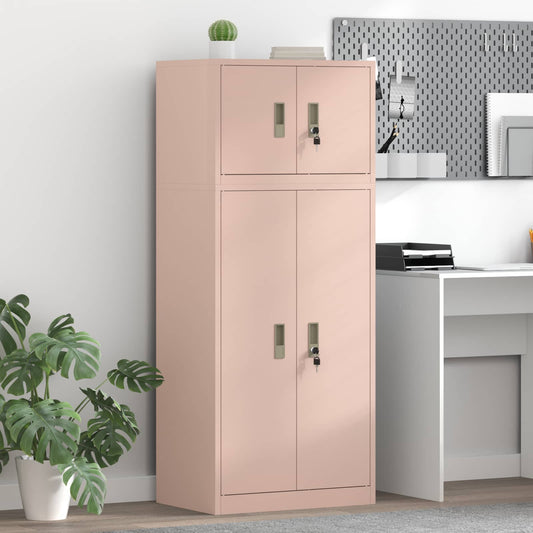 vidaXL Ντουλάπι αποθήκευσης 2 τμχ. Ροζ 60 x 40 x 145 εκ Ατσάλι