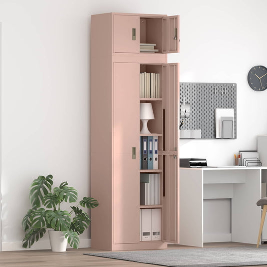 vidaXL Ντουλάπι αποθήκευσης 2 τμχ. Ροζ 60 x 40 x 220 εκ Ατσάλι