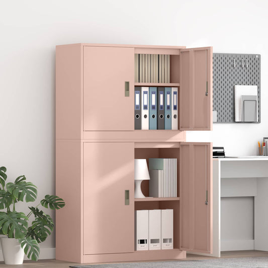 vidaXL Ντουλάπι αποθήκευσης 2 τμχ. Ροζ 90 x 40 x 160 εκ Ατσάλι