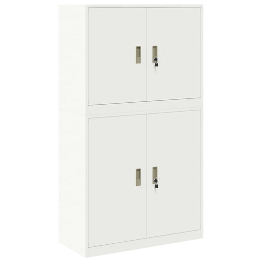vidaXL Ντουλάπι αποθήκευσης 2 τμχ. Λευκό 90 x 40 x 160 εκ Ατσάλι