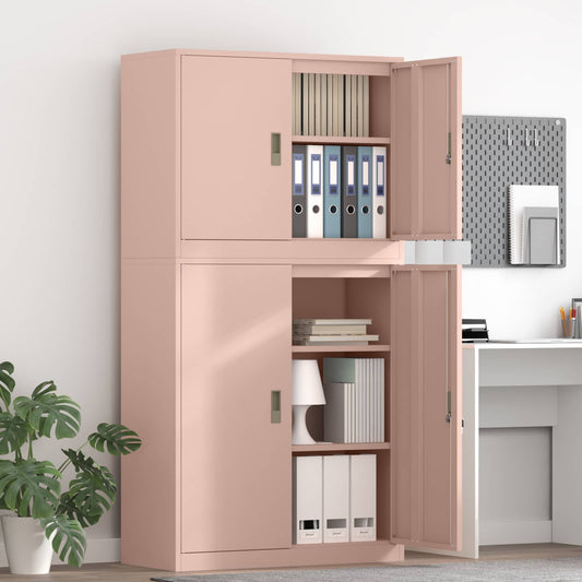 vidaXL Ντουλάπι αποθήκευσης 2 τμχ. Ροζ 90 x 40 x 175 εκ Ατσάλι