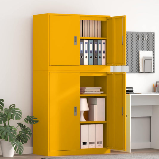 vidaXL Ντουλάπι αποθήκευσης 2 τμχ. Μουσταρδί 90 x 40 x 175 εκ Ατσάλι