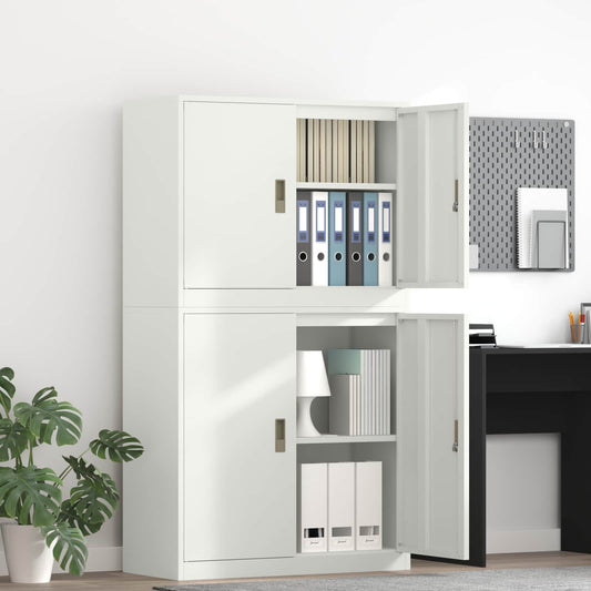 vidaXL Ντουλάπι αποθήκευσης 2 τμχ. Λευκό 90 x 40 x 175 εκ Ατσάλι