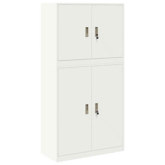 vidaXL Ντουλάπι αποθήκευσης 2 τμχ. Λευκό 90 x 40 x 175 εκ Ατσάλι