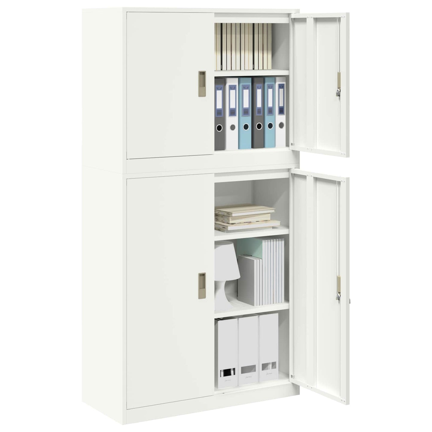 vidaXL Ντουλάπι αποθήκευσης 2 τμχ. Λευκό 90 x 40 x 175 εκ Ατσάλι