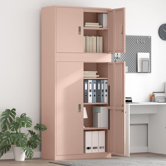 vidaXL Ντουλάπι αποθήκευσης 2 τμχ. Ροζ 90 x 40 x 210 εκ Ατσάλι