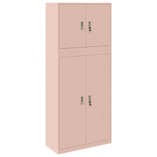 vidaXL Ντουλάπι αποθήκευσης 2 τμχ. Ροζ 90 x 40 x 210 εκ Ατσάλι