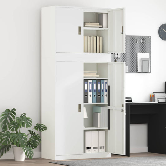 vidaXL Ντουλάπι αποθήκευσης 2 τμχ. Λευκό 90 x 40 x 210 εκ Ατσάλι