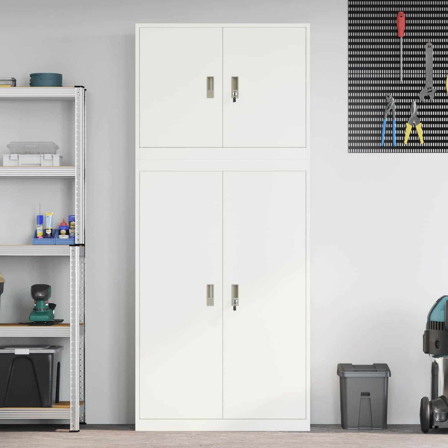 vidaXL Ντουλάπι αποθήκευσης 2 τμχ. Λευκό 90 x 40 x 210 εκ Ατσάλι