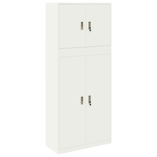 vidaXL Ντουλάπι αποθήκευσης 2 τμχ. Λευκό 90 x 40 x 210 εκ Ατσάλι