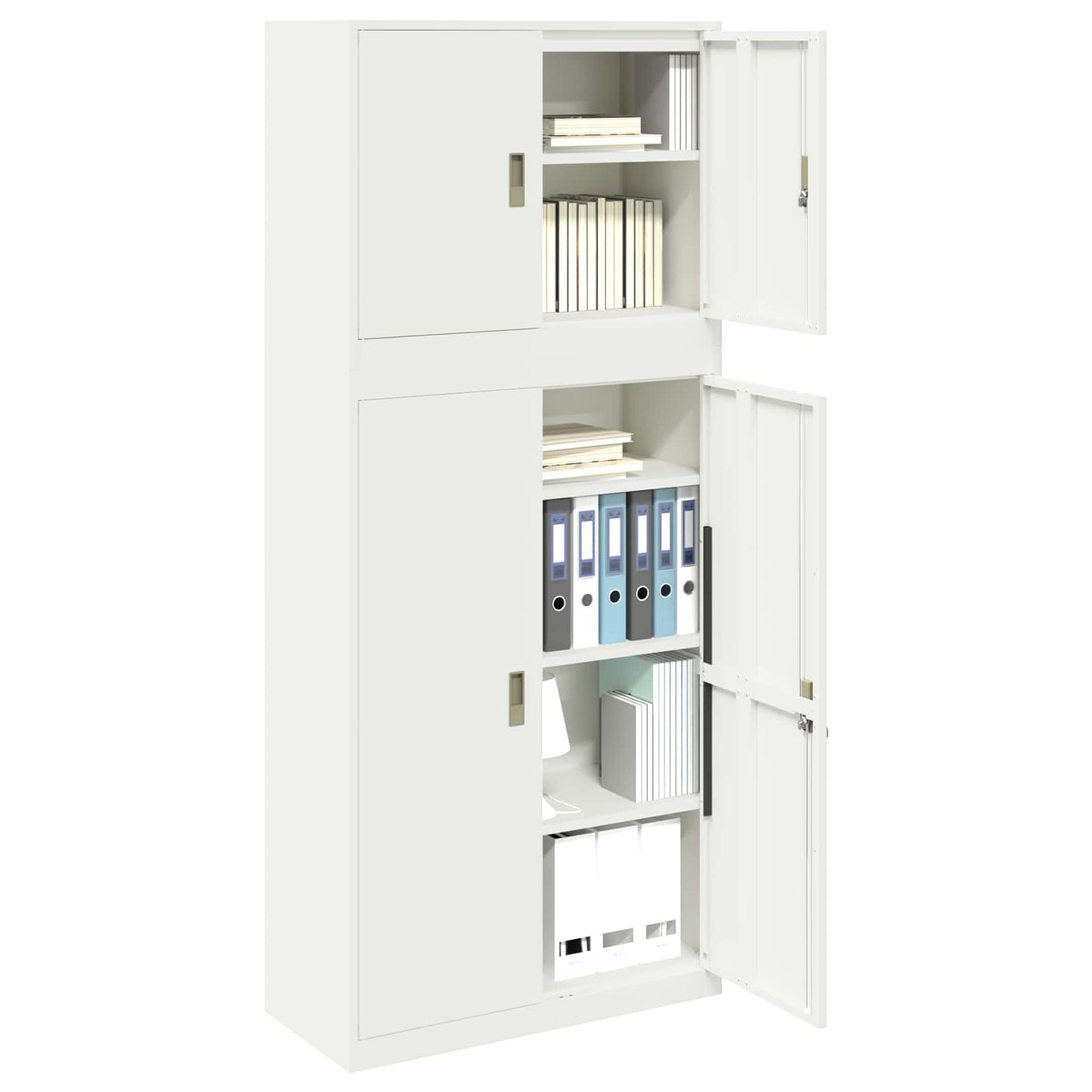 vidaXL Ντουλάπι αποθήκευσης 2 τμχ. Λευκό 90 x 40 x 210 εκ Ατσάλι