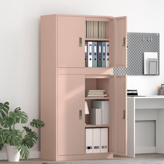 vidaXL Ντουλάπι αποθήκευσης 2 τμχ. Ροζ 80 x 40 x 175 εκ Ατσάλι
