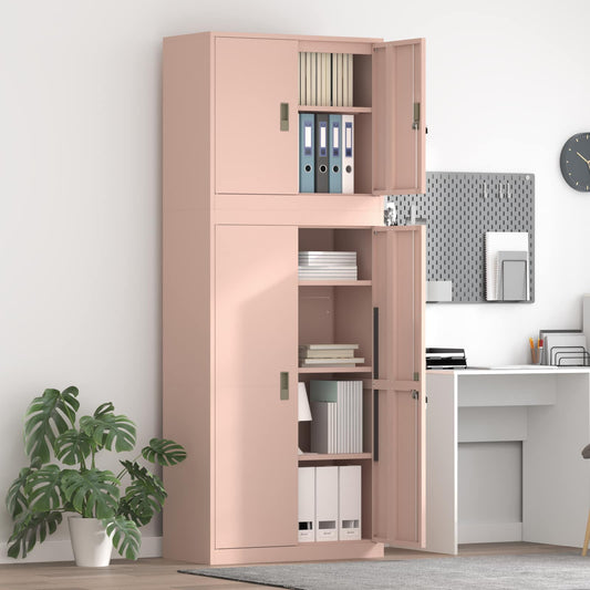 vidaXL Ντουλάπι αποθήκευσης 2 τμχ. Ροζ 80 x 40 x 210 εκ Ατσάλι