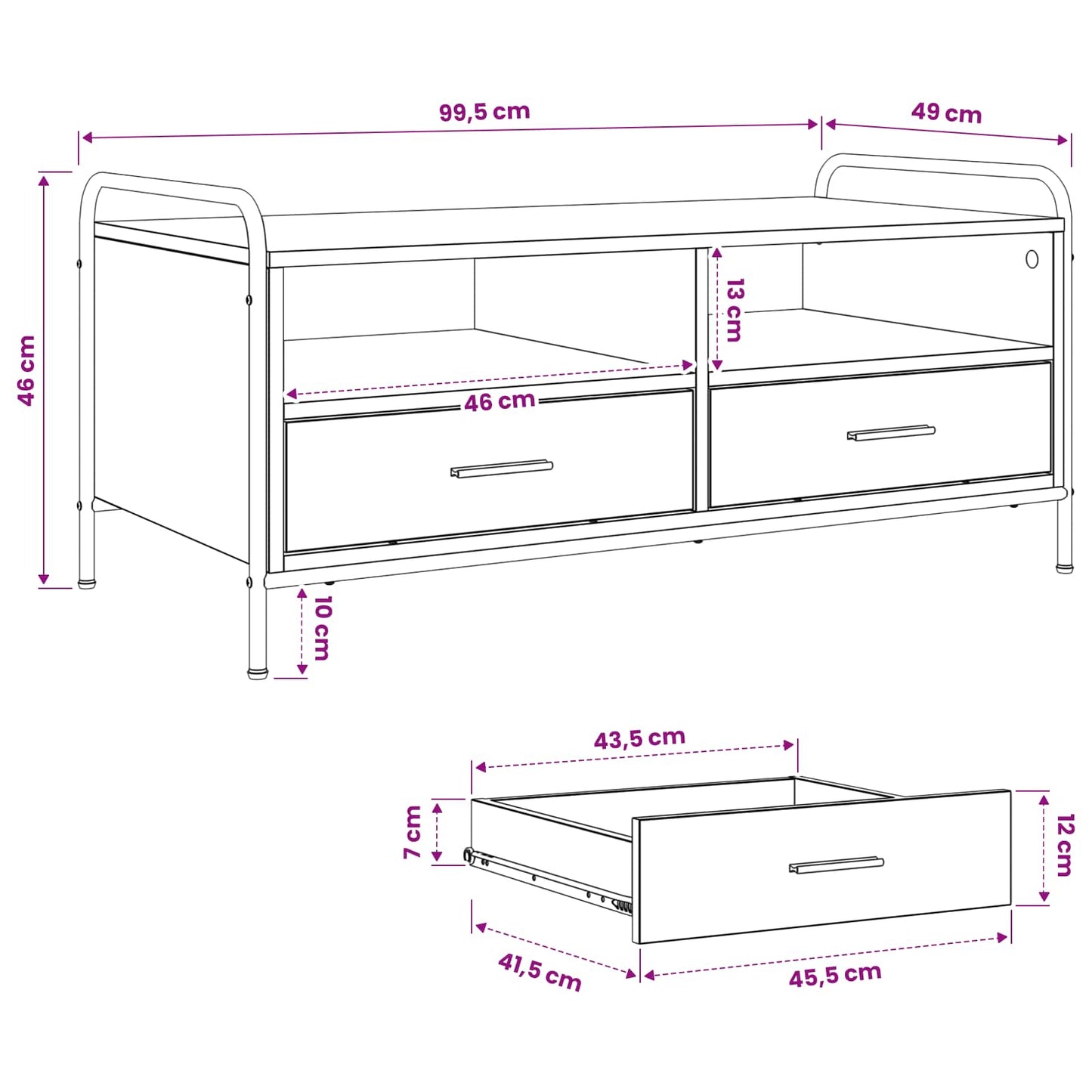 vidaXL Τραπεζάκι σαλονιού Γκρι Sonoma 99,5 x 49 x 46 εκ.