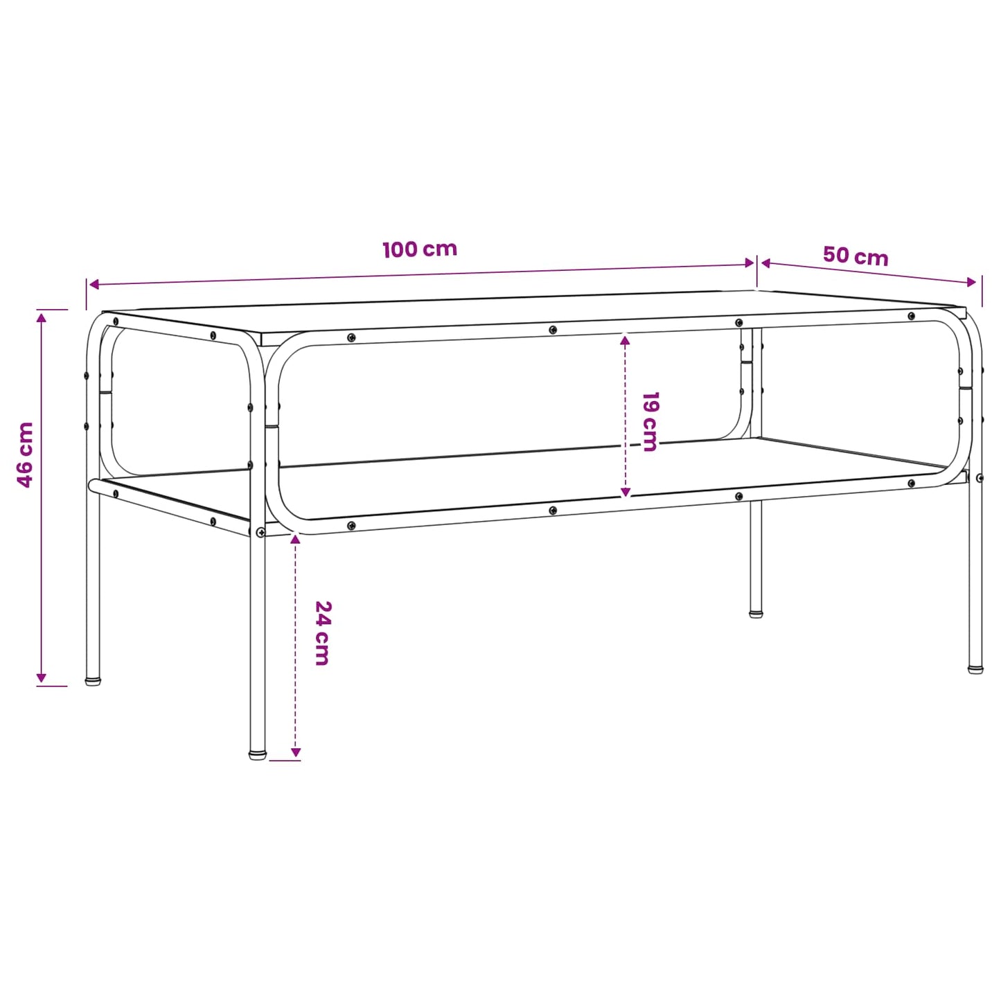 vidaXL Τραπεζάκι Πλευράς Παλαιωμένο ξύλο 100 x 50 x 46 εκ
